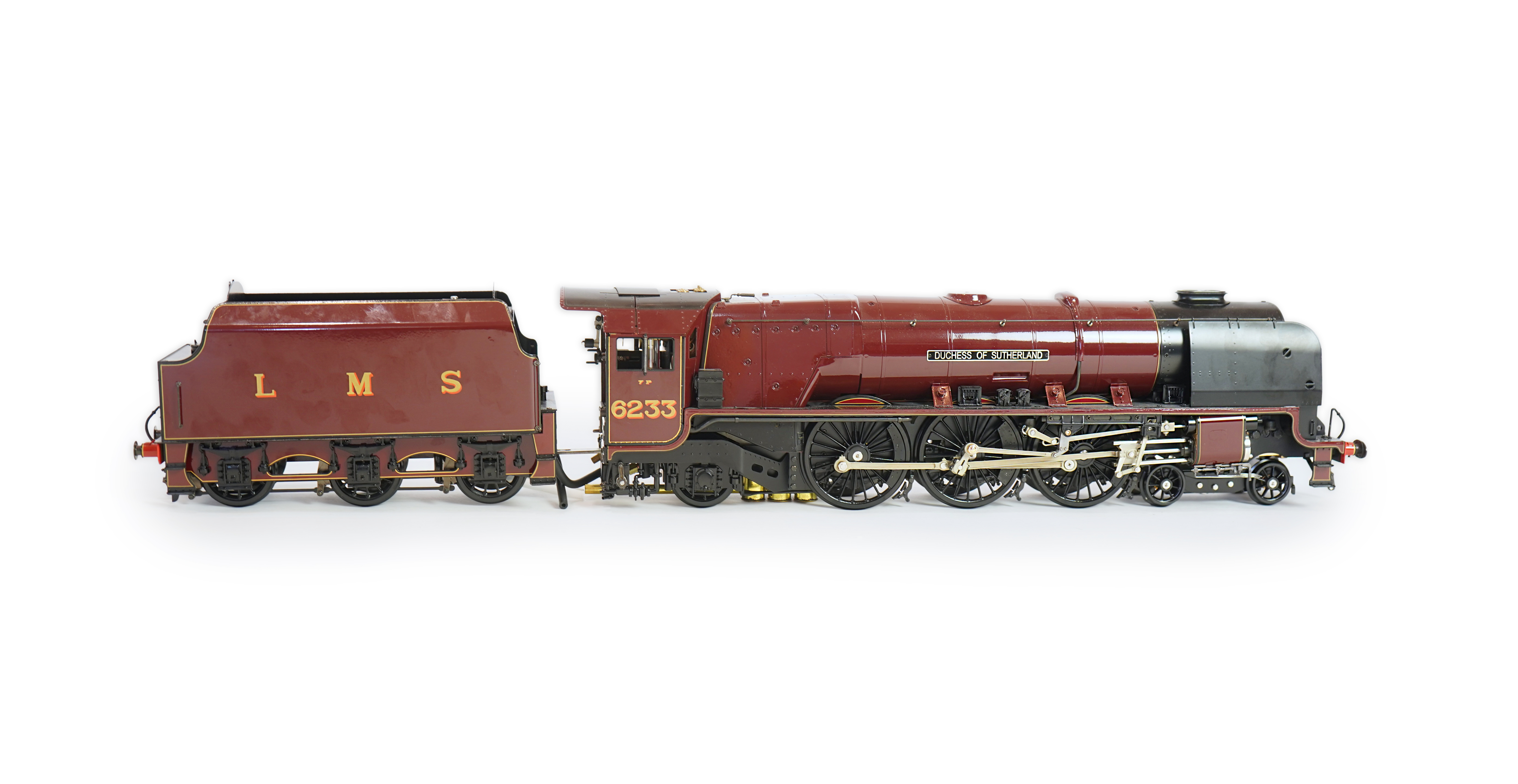 A Gauge One Aster Hobbies live steam LMS Coronation Class, 4-6-2 tender locomotive, Duchess of Sutherland 6233, the factory ‘Built Up’ version, spirit fired working four cylinder motion, with assembly instructions, opera
